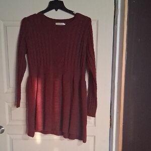 Elegant Long Sleeve Burgundy Dress